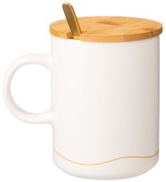 Кружка белая 380 мл с крышкой и ложкой в подарочной упаковке Lefard (756-420)