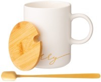 Кружка белая 380 мл с крышкой и ложкой в подарочной упаковке Lefard (756-420)