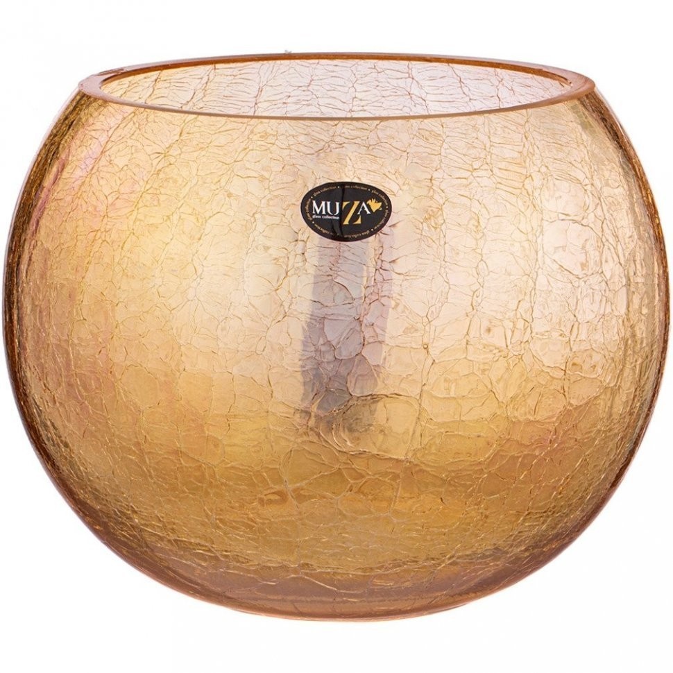 Ваза шар "cracle amber" 3 л диаметр 18 см высота 16 см Muza (380-637)