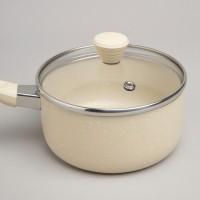 Ковшик agness антип. покр. ручка soft touch  и стекл. крышкой 1000 мл 14*7 см (906-259)