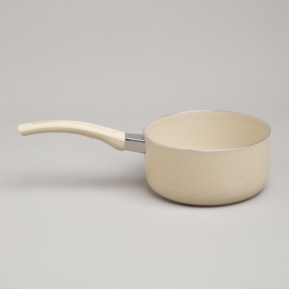 Ковшик agness антип. покр. ручка soft touch  и стекл. крышкой 1000 мл 14*7 см (906-259)