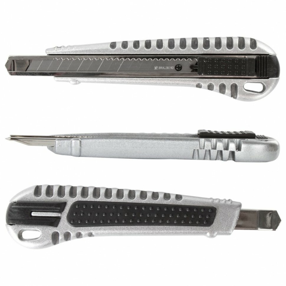 Нож канцелярский 9 мм Brauberg Metallic 236971 (4) (76428)