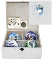 Новогодний набор на 4 шара Сердце мастера с кристаллами Swarovski (2567)