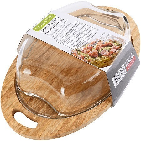 Форма для запекания 2 л с крышкой доской деревянной LORAINE (31036)