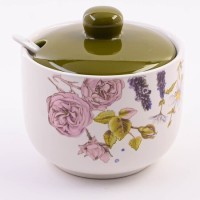 Сахарница с крышкой 520мл с ложкой Розовый сад LORAINE (60259)