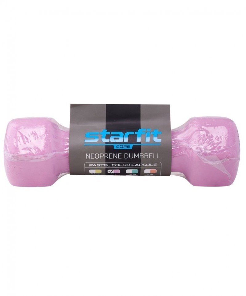 Гантель неопреновая DB-201 1 кг, розовый пастельный (998446)