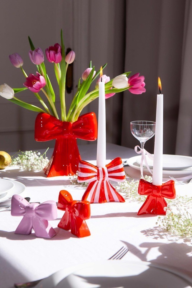 Подсвечник bow, 11х12х5 см, красно-белый (79938)