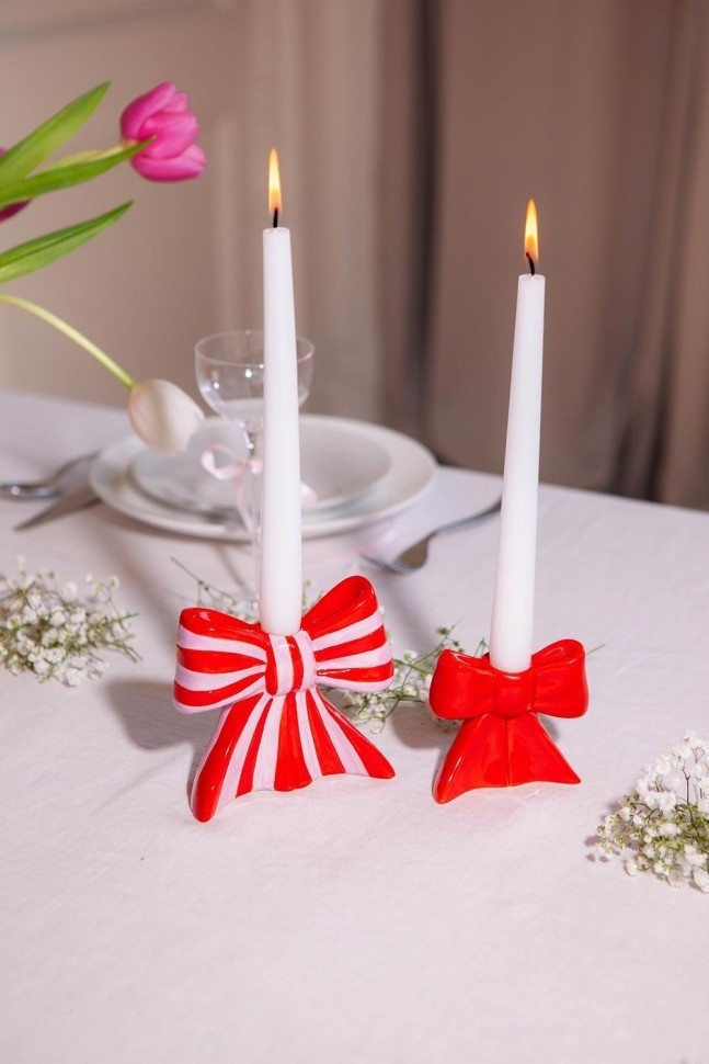 Подсвечник bow, 11х12х5 см, красно-белый (79938)