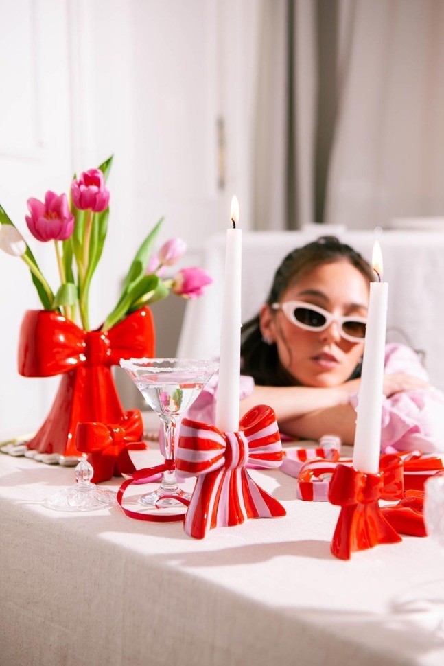 Подсвечник bow, 11х12х5 см, красно-белый (79938)