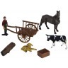 Фигурки животных серии "На ферме": Лошадь, овца, теленок, фермер, телега (набор из 7 предметов) (MM215-309)