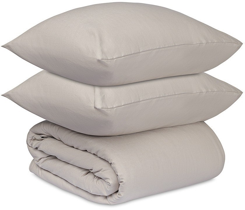 Комплект постельного белья изо льна и хлопка серо-бежевого цвета из коллекции essential, 150х200 см (77127)