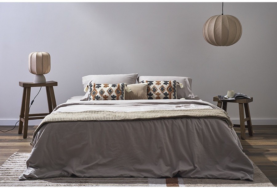Комплект постельного белья изо льна и хлопка серо-бежевого цвета из коллекции essential, 150х200 см (77127)