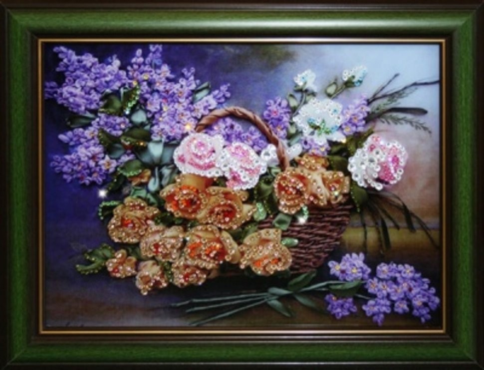 Картина Натюрморт: Цветы с кристаллами Swarovski (1421)