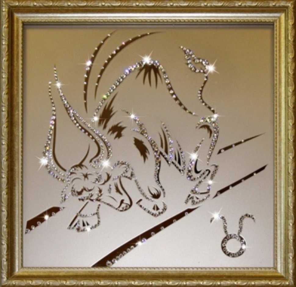 Картина Телец 35х35 см с кристаллами Swarovski (1136)
