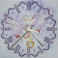 Картина Часы Любовь и голуби с кристаллами Swarovski (1648)