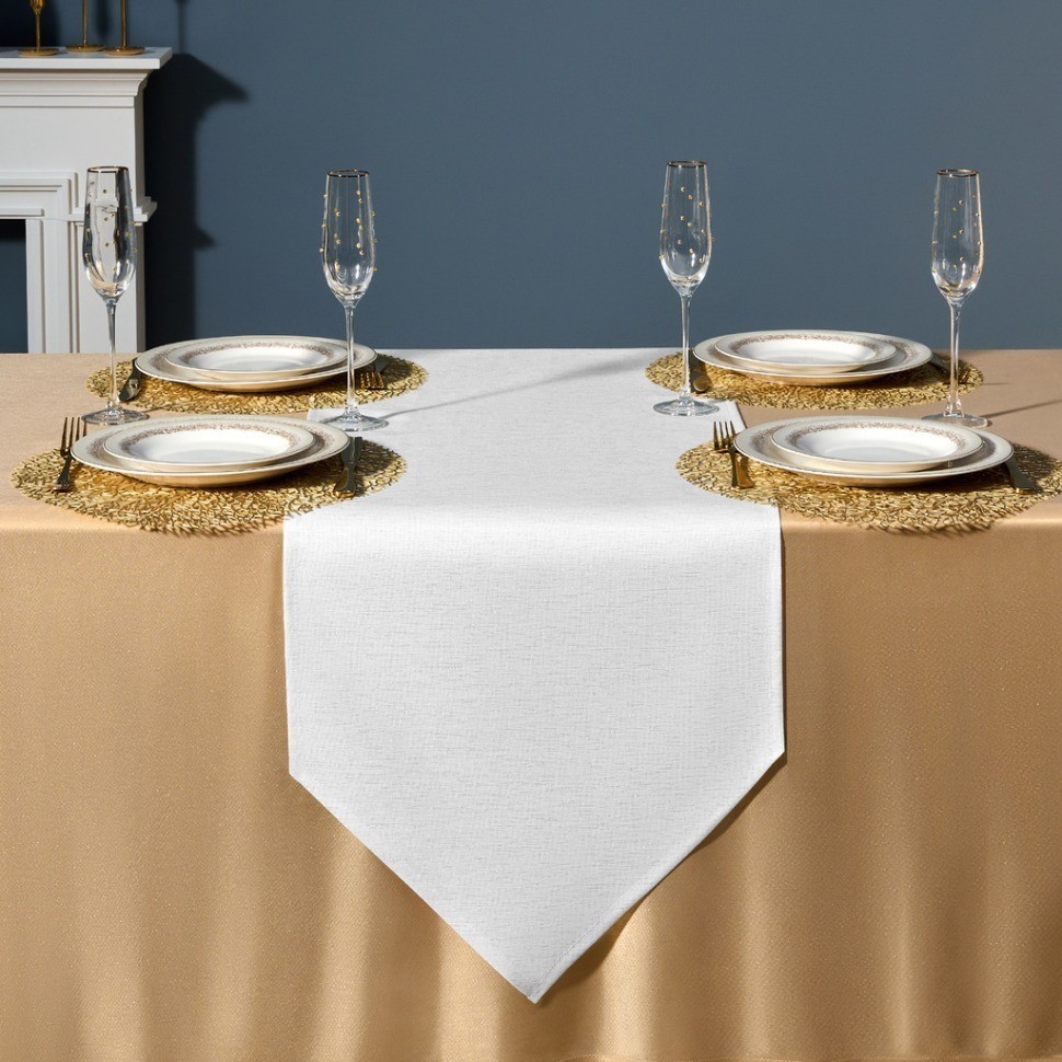 Дорожка на стол 45х300 cm  "феерия. серебро", цвет: белый, tm lefard, полиэстер 100% (986-004-32)