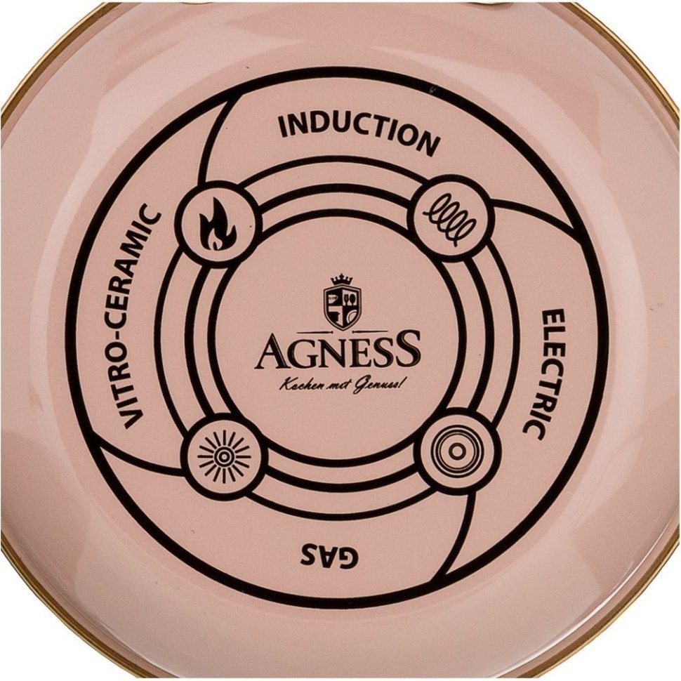 Сковорода agness эмалированная со стекл. крышкой и антипригар. "мраморным" покрытием, 26см Agness (950-277)