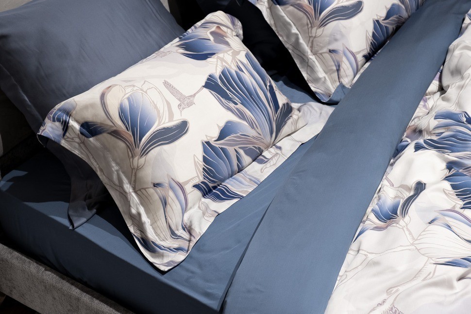 Простыня на резинке тенсель синяя 180*200*30 (TT-00012244)