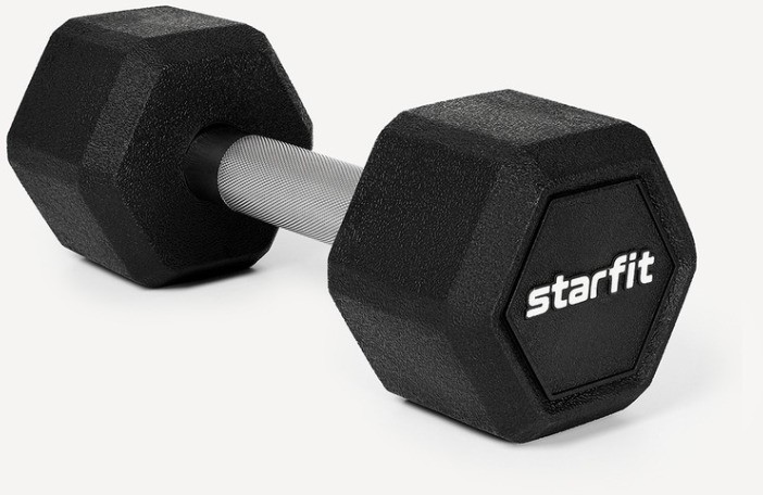 Гантель гексагональная STARFIT DB-301PRO 8 кг, обрезиненная, черный (2115111)