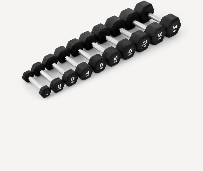 Гантель гексагональная STARFIT DB-301PRO 8 кг, обрезиненная, черный (2115111)