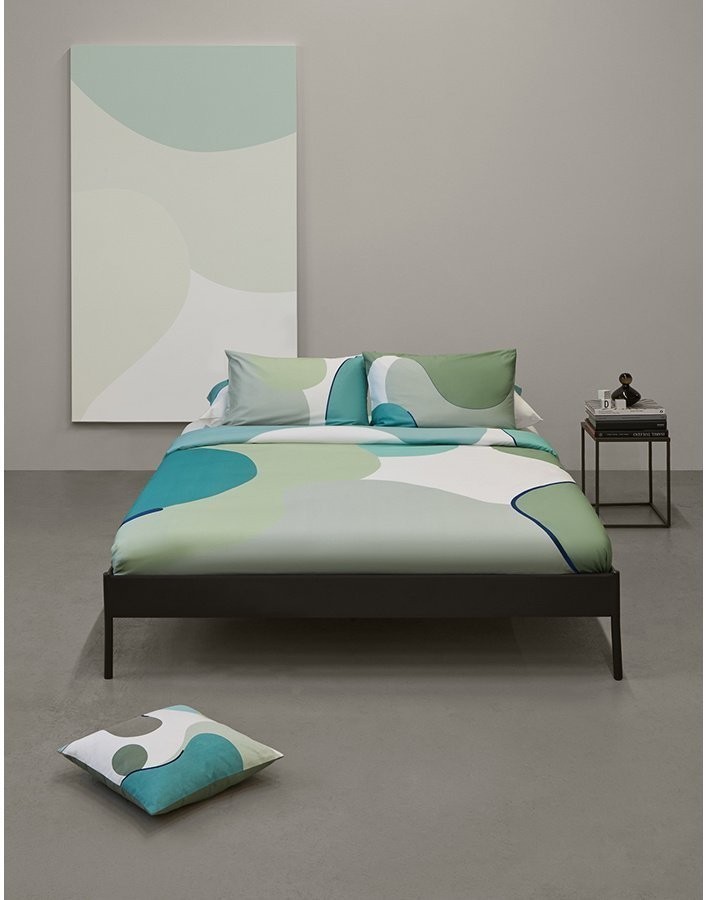 Набор из двух наволочек из сатина  мятного цвета с авторским принтом из коллекции freak fruit, 50х70 см (70534)