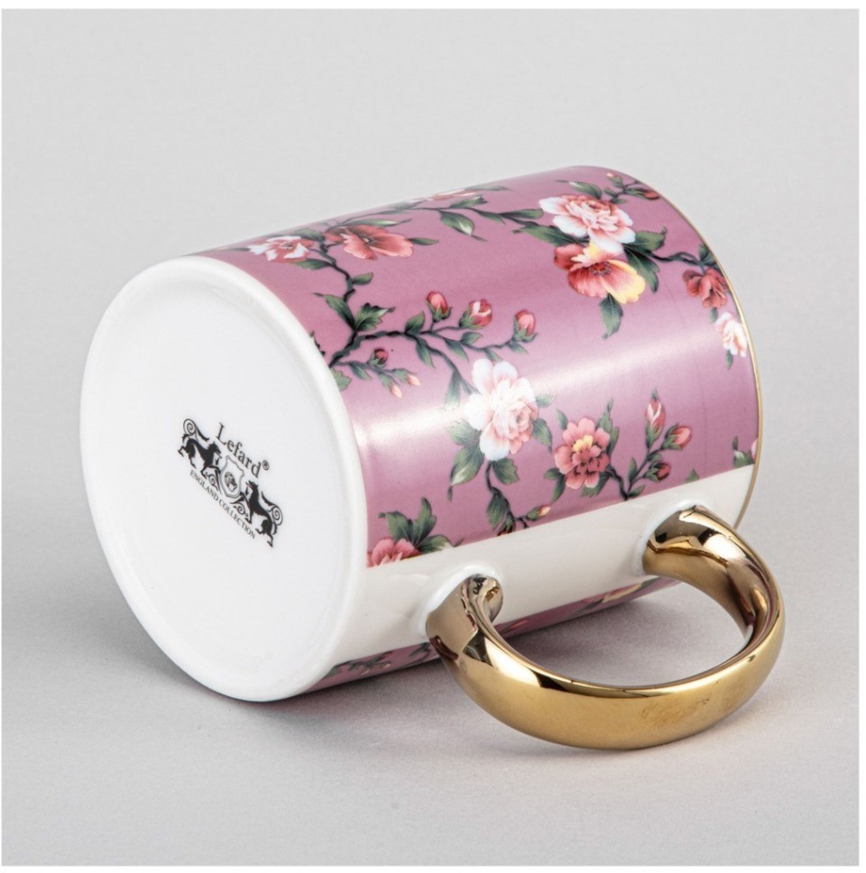 Кружка lefard 340мл розовая цветы   мал уп=12шт (97-757)