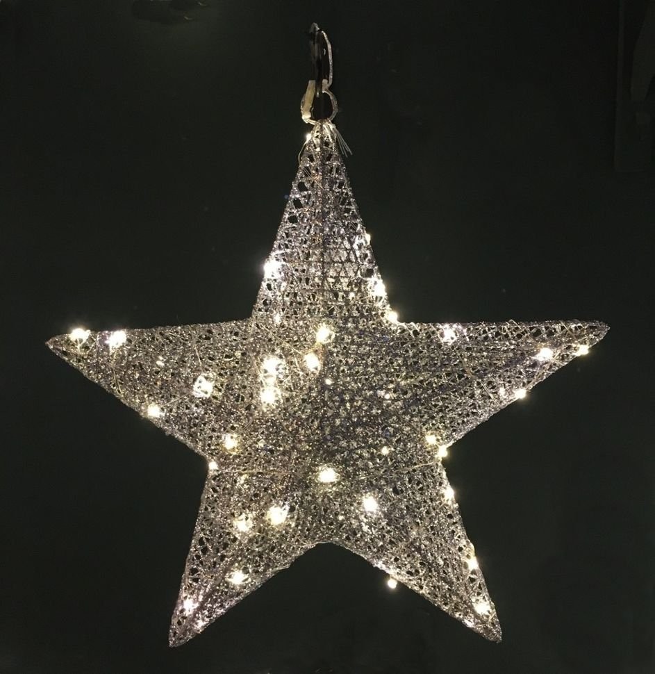 Звезда теплый белый свет питание от батареек (50 ламп) (84328)