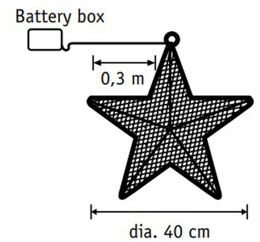 Звезда теплый белый свет питание от батареек (50 ламп) (84328)