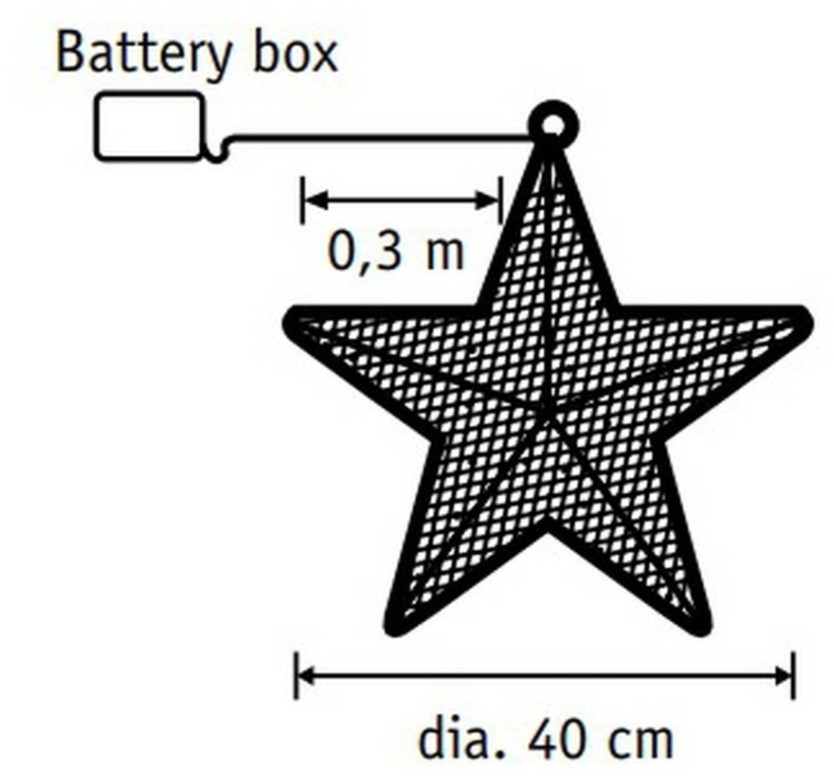 Звезда теплый белый свет питание от батареек (50 ламп) (84328)