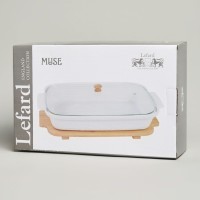 Блюдо для выпекания и сервировки lefard &quot;muse&quot; со стекл.крышкой на дер.подставке 34,5*21*11см 1400мл (587-243)