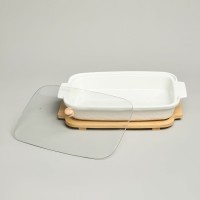 Блюдо для выпекания и сервировки lefard &quot;muse&quot; со стекл.крышкой на дер.подставке 34,5*21*11см 1400мл (587-243)