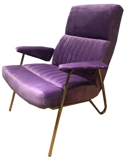Кресло Ибекс C0231-1D/AR108-14, Нержавеющая сталь, бархат, Lavender/gold, ROOMERS FURNITURE
