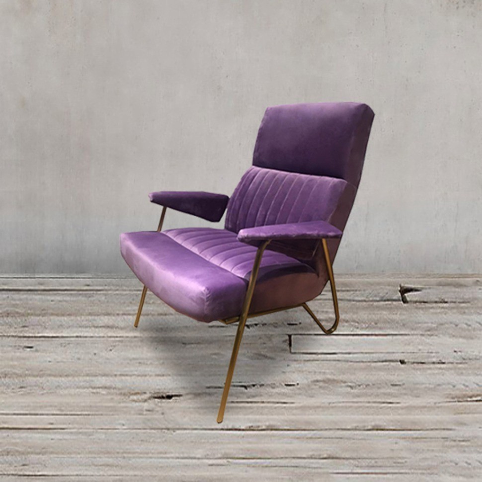 Кресло Ибекс C0231-1D/AR108-14, Нержавеющая сталь, бархат, Lavender/gold, ROOMERS FURNITURE
