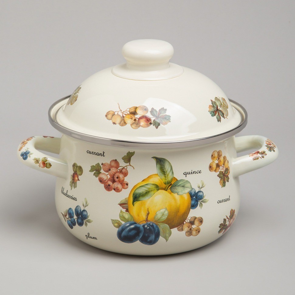 Набор кастрюль agness эмалированных серия "фрукты", 4пр. 1,5л и 2,8л, 16х10см, 20х12см (934-703)