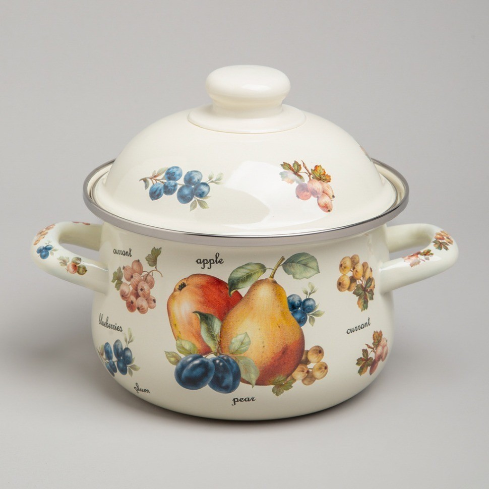 Набор кастрюль agness эмалированных серия "фрукты", 4пр. 1,5л и 2,8л, 16х10см, 20х12см (934-703)