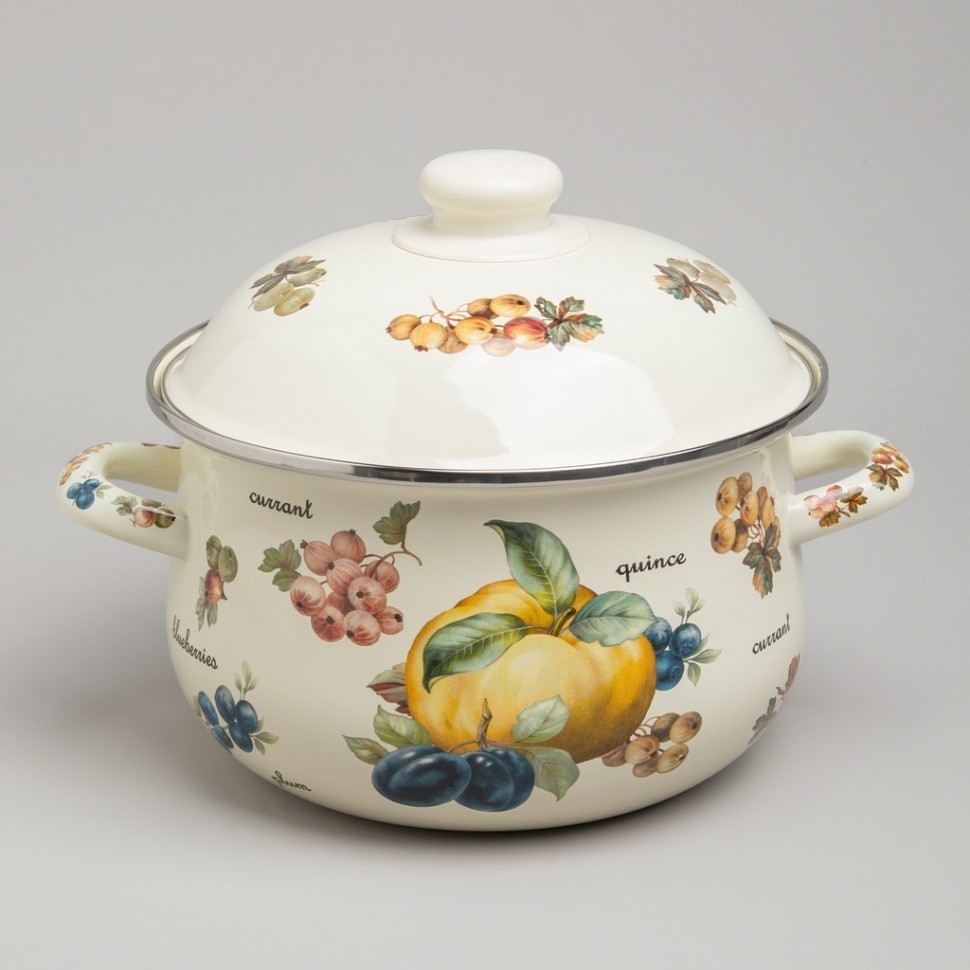 Набор кастрюль agness эмалированных серия "фрукты", 4пр. 1,5л и 2,8л, 16х10см, 20х12см (934-703)