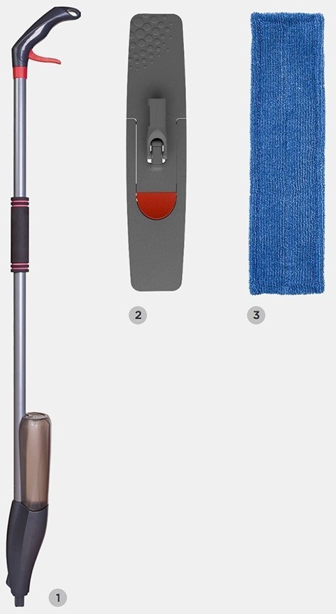 Швабра для мытья пола с распылителем, телескопической ручкой 130 см и насадкой (68934)