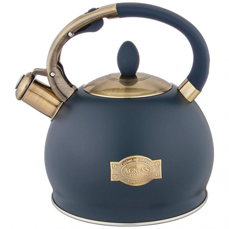 Чайник agness со свистком, 3л c индукцион. капсульным дном цвет: ночной синий (937-841)