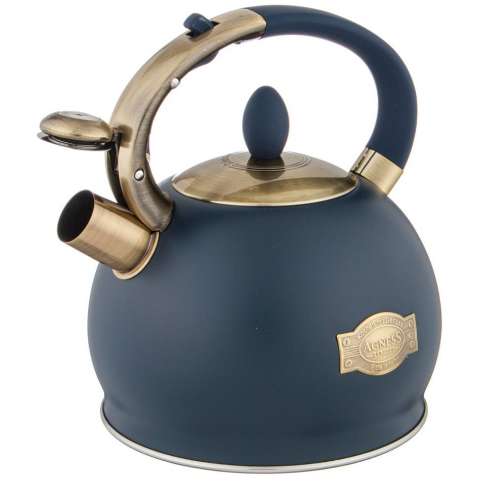 Чайник agness со свистком, 3л c индукцион. капсульным дном цвет: ночной синий (937-841)