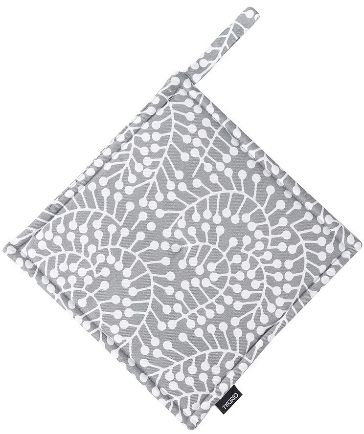 Прихватка серого цвета с принтом Спелая Смородина из коллекции scandinavian touch, 22х22 см (73560)