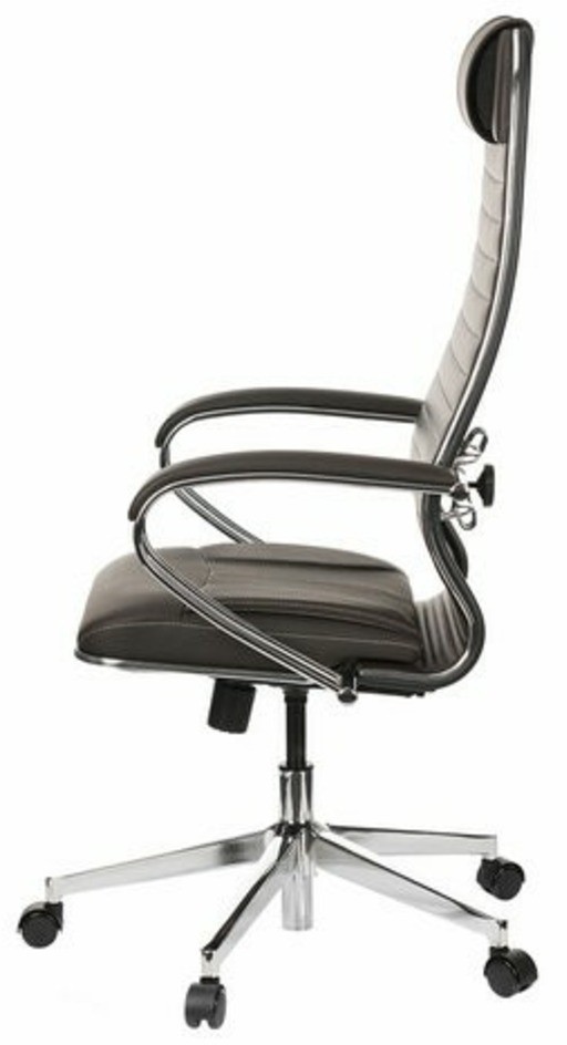 Кресло офисное МЕТТА К-6 хром, экокожа, сиденье и спинка мягкие, темно-коричневое, 532454 (96495)