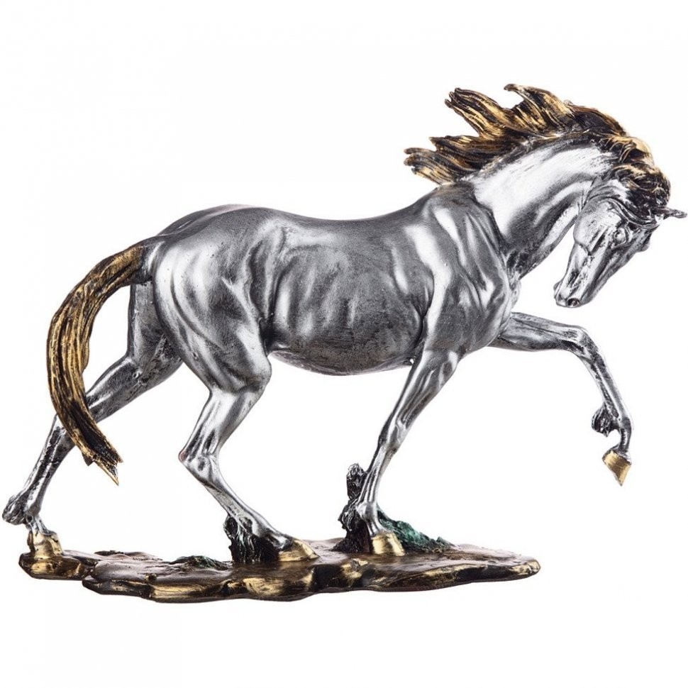 Фигурка декоративная "конь" 35*27 см цвет: серебро ИП Шихмурадов (169-265)