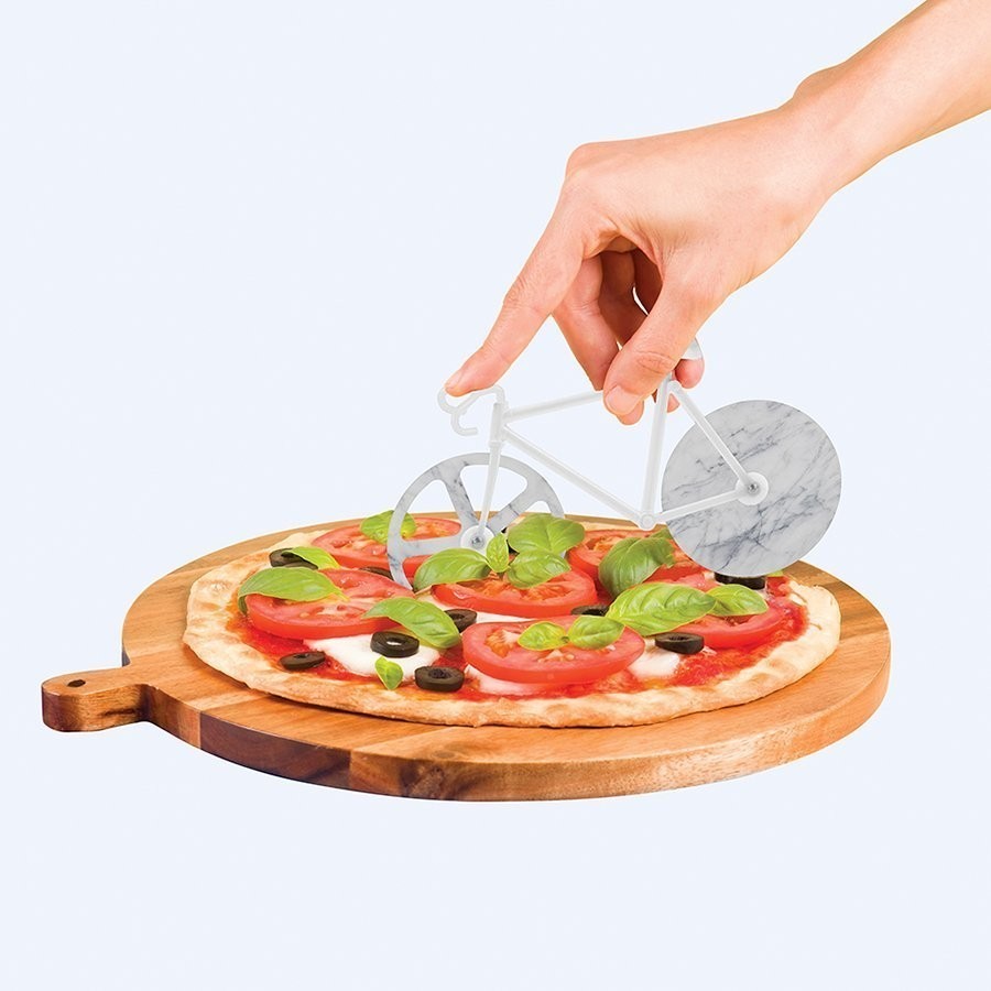 Нож для пиццы из нержавеющей стали the fixie, белый мрамор (60980)