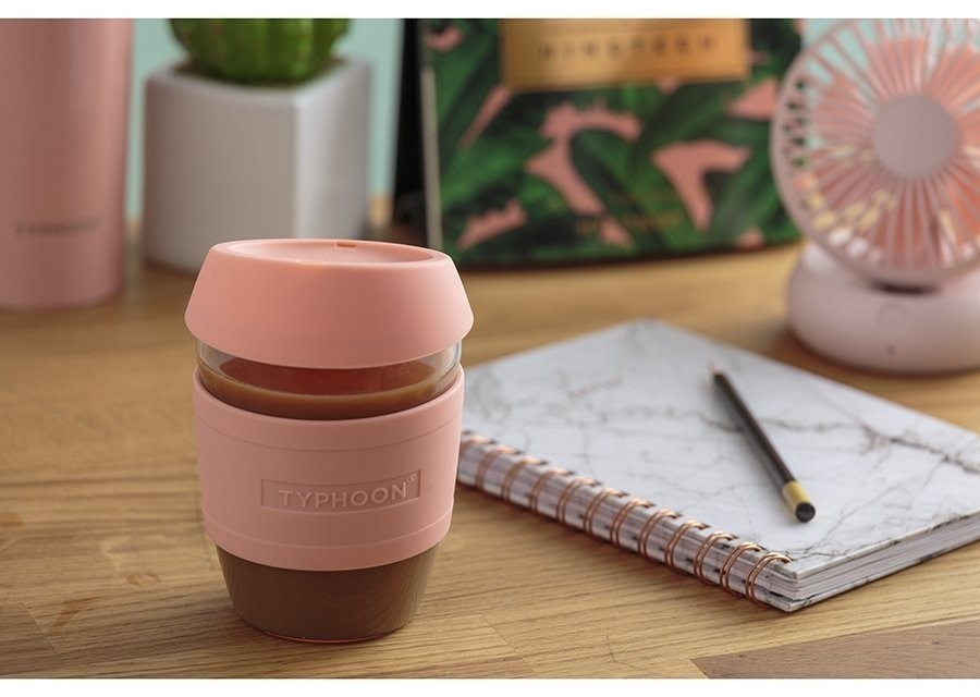 Кружка для кофе 400 мл typhoon стекло розовая (71178)