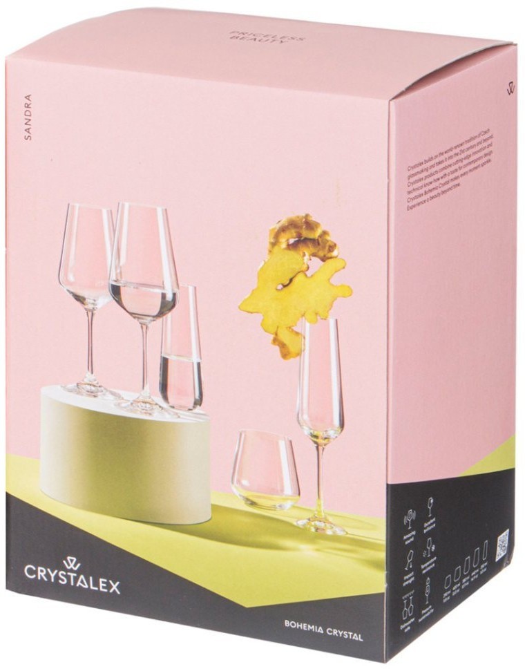 Набор бокалов для шампанского из 6 шт. "сандра" 200 мл. высота 25 см. Bohemia Crystal (674-171)