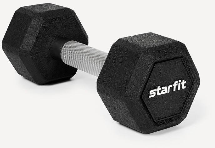 Гантель гексагональная Starfit DB-301PRO 5 кг, обрезиненная, черный (2115109)