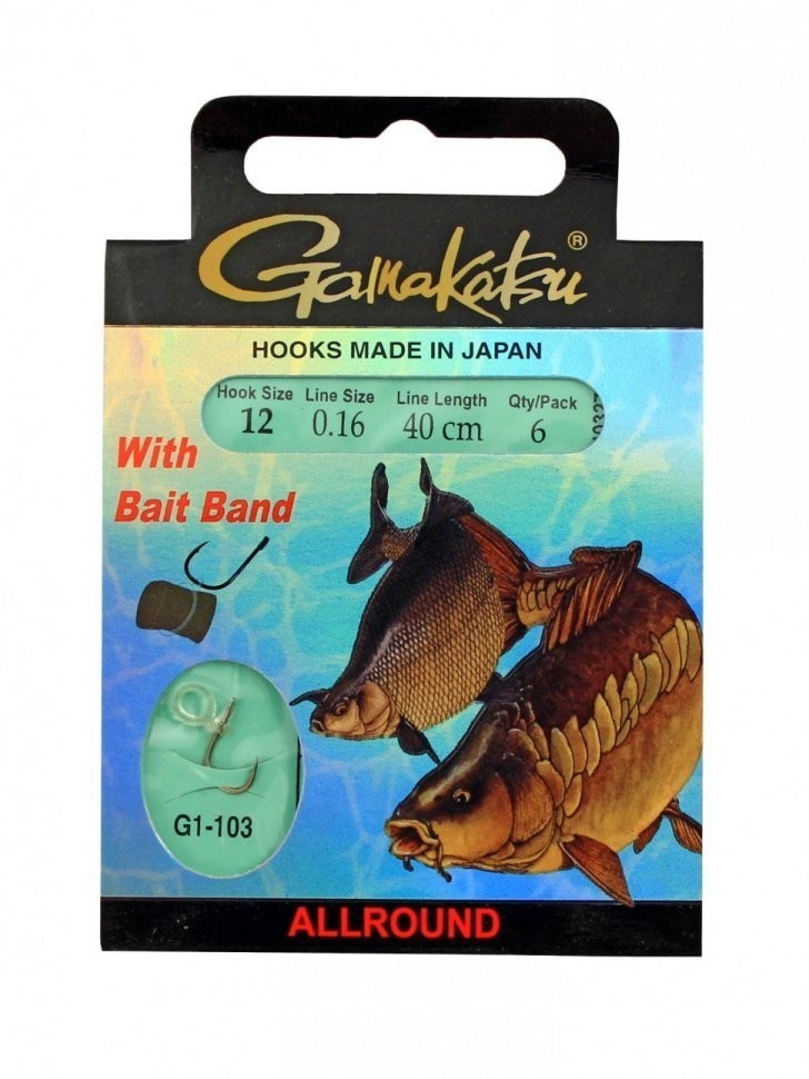 Поводок Gamakatsu BKS-G1-103 Bait Band D0,16 мм, 40 см, крючок №12, 6 шт, 140327-01200-016 (85114)