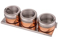 Набор для специй agness &quot;rosso&quot; 4 пр.на магнитах, в т.ч. метал.подставка 20*6*5 см (912-026)