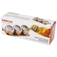 Набор для специй agness &quot;rosso&quot; 4 пр.на магнитах, в т.ч. метал.подставка 20*6*5 см (912-026)