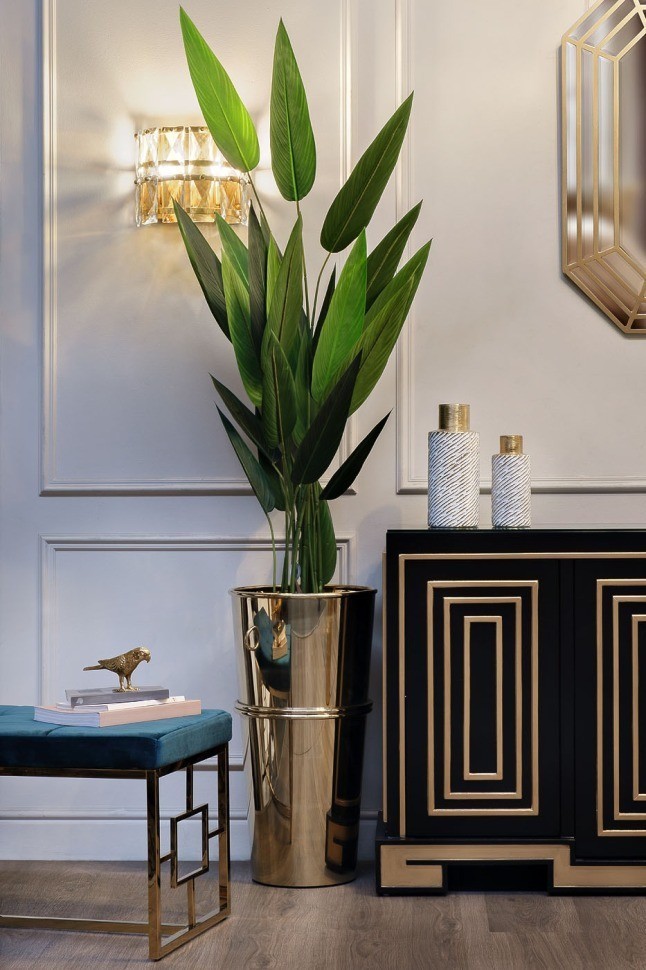 Ваза золотистая 9*9*22см (TT-00002829)